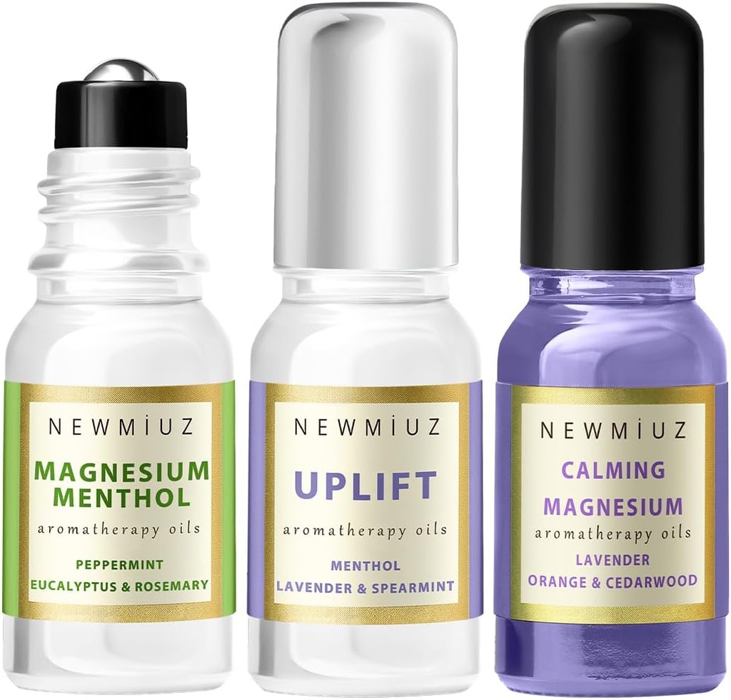 Magnesium Lavender Roll On Pack של 3 - מתנה מושלמת לטיפול עצמי לחג המולד או סטוקינג Stuffers