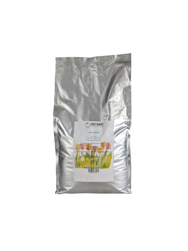 Greenway Biotech, Inc. Zinc Sulfate אבקת 35.5% Monohydrate Plus 16.5% Sulfur - 25 פאונד