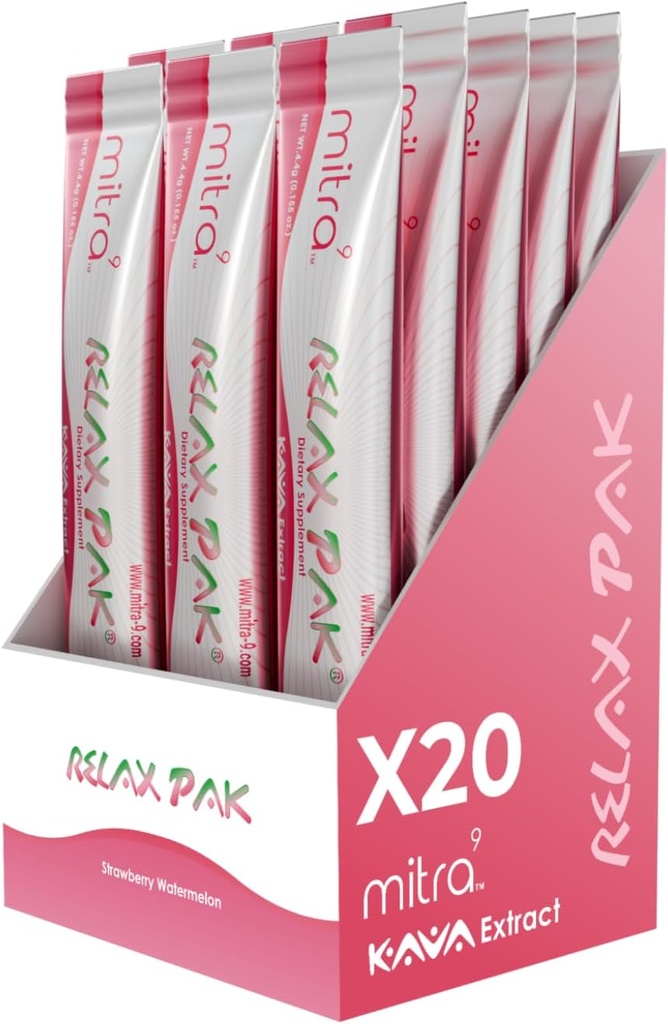 Mitra9 Kava אבקת להירגעPak - Strawberry Watermelon Kava לחלץ אבקה Packets | Mood Enhancer | Plant Based | מקדם Natural Calm & Clarity | Easy Open Single-משרתת Stick (5)