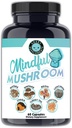 תוספת זועמת Mushrooms כמוסות - 7in1 Premium Health Shroom של Maitake, Shiitake, Reishi, טורקיה Tail, Cordyceps, Lions Mane ו Chaga Mushrooms (60ct)