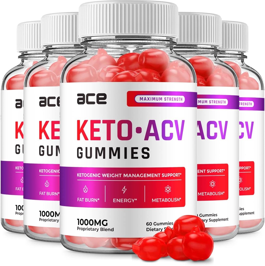 (5 Pack) Ace Keto ACV Gummies - פורמולה מתקדמת Ace Keto Plus ACVmies Apple Cider Vinegar Ace ACV, ניהול משקל, דיאטרי תוספת ביקורות גברים (300 חניכיים)