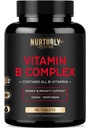 ויטמין B Complex - מכיל את כל ויטמין B Essentials - B1, B2, B3, B5, B6, B7, B9, B12 ו- Biotin - Super B Complex ויטמינים לאנרגיה, חסינות ו- Mood Support - 90 טבליות