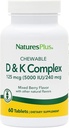Natures Plus D & K Complex - 60 מעורבים ברי צ'וables - תמיכה Calcium Metabolism - Vegetarian, non-GMO, Gluten Free, Soy Free - 60 משרתים