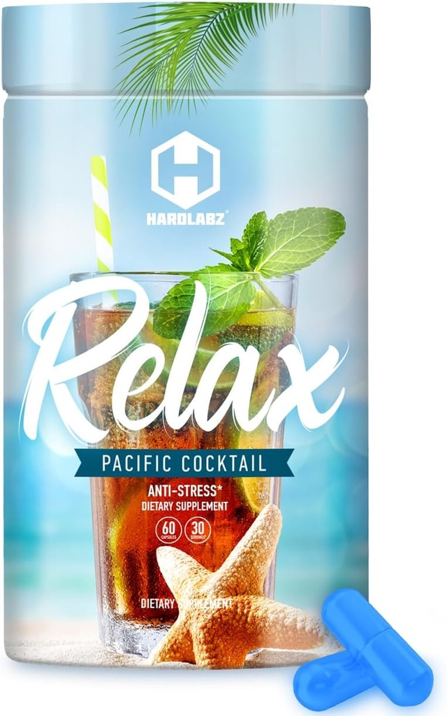 HARDLABZ להירגע - All-Natural Stress Relief, Sleep Support, Mood Enhancement Herbal תוספת עם איוואן תה, ולריאן, ג'ינסנג, Lavender, Lemon Balm, Motherwort, 60 קפסולות