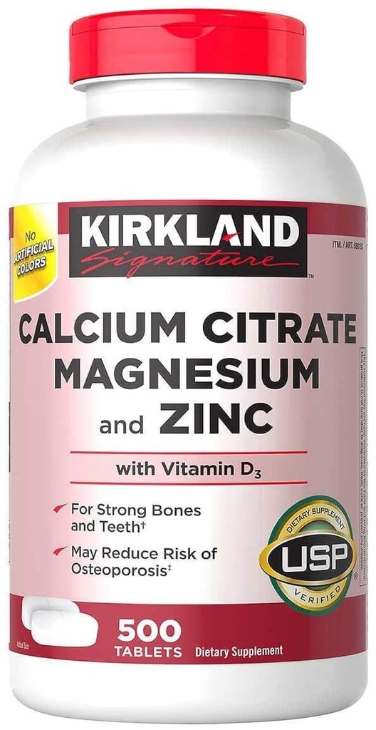 קירקלנד חותם Calcium Citrate Magnesium ו- Zinc, 500 טבליות