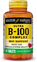 MASON NATURAL Ultra B-100 מורכב - מערכת לב בריאה ו Nervous, משפר את תפקוד Immune ומטבוליזם אנרגיה, 60 טבליות