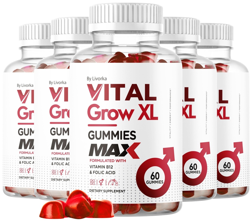 (5 Pack) Vital Grow XL Male Gummies - Men's Performance Gummiess: Men's Performance GummiesssMG 1050 Vital GrowXL, Vital Growth Gummy Advanced Formula, 300 חניכיים במשך 5 חודשים