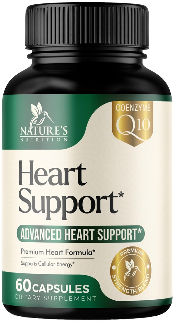 תוספי לב לגברים ונשים 1650 מ"ג - Antioxidants for Heart Health Support with CoQ10, הותורן, הצמח Sterol & More ויטמינים כדי לתמוך בייצור Nitric Oxide & אנרגיה, Non-GMO - 60 קפסולות