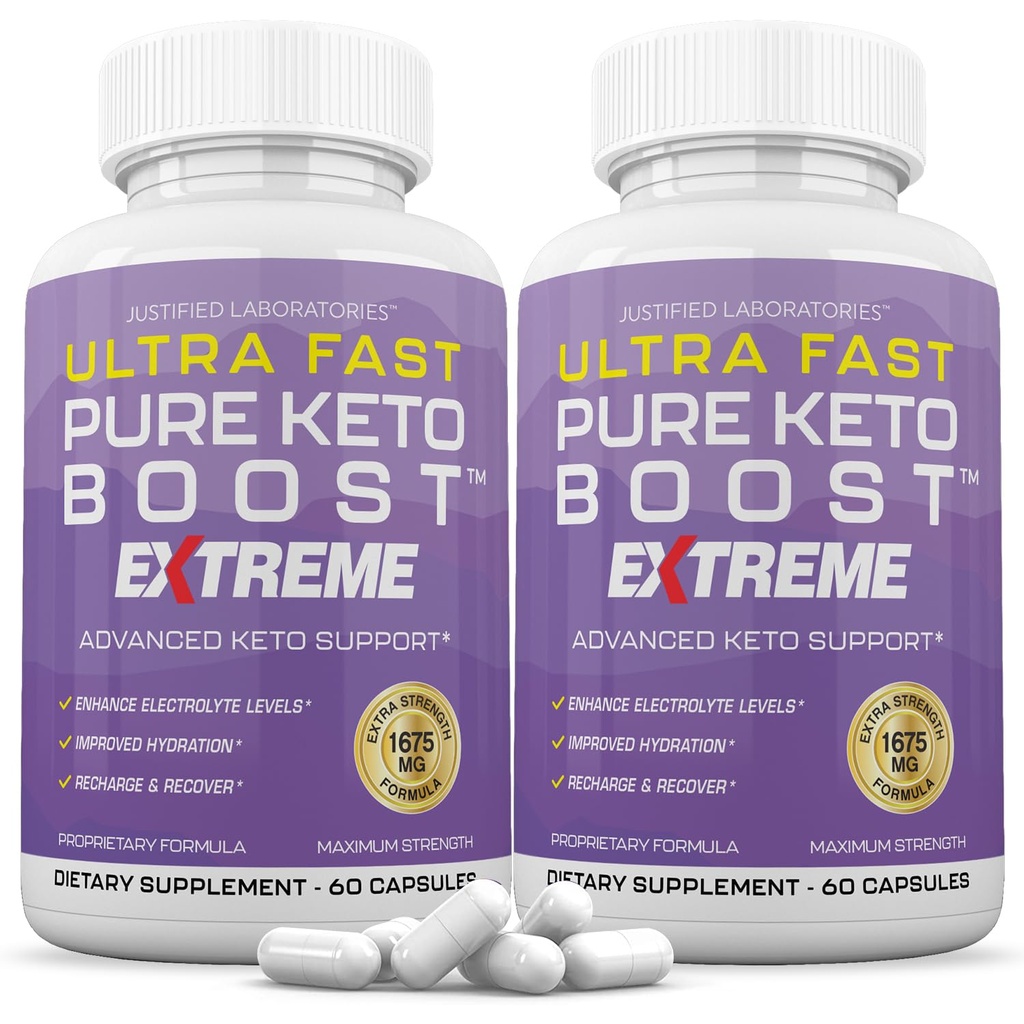 (2 Pack) Ultra Fast Keto Boost Extreme Keto Pills 1675MG New & משופרת פורמולה המכילה Apple Cider Vinegar אקסטרה אבקת שמן זית בתולה