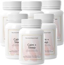 Nourished Natural - Calm + Sleep כמוסות עבור Deep Rest & הירגעות עם Ashwagandha, Chamomile, Tart Cherry Extract, Passionflower, L-theanine, & Magnesium - 360 קפסולות