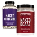 NAKED Cherry Lime BCAAs 34 Sevings + Pure L-Glutamine 240 קפסולות Bundle: non-GMO, Gluten Free, שריר התאוששות, שום דבר מלאכותי