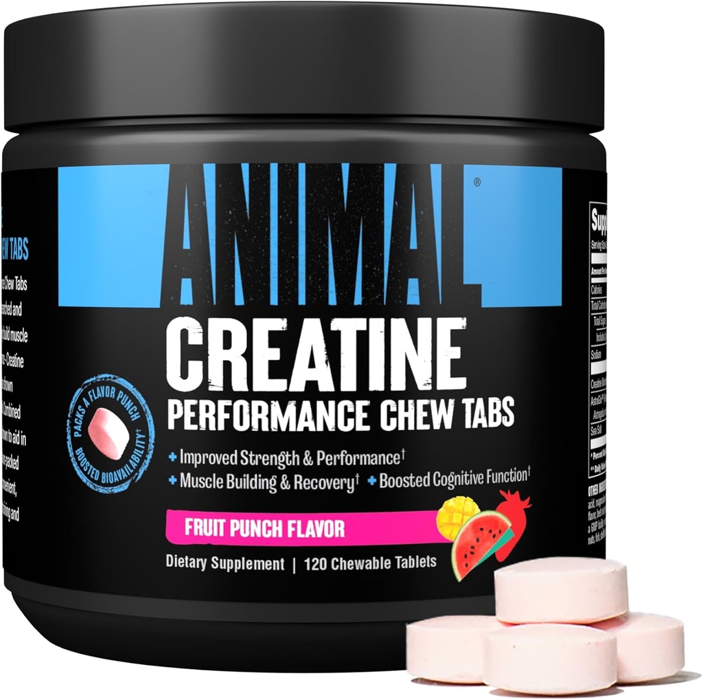 Animal אומגה 3 & 6 תוספת עם 30 יום Pack Creatine Chews טבליות פירות Punch