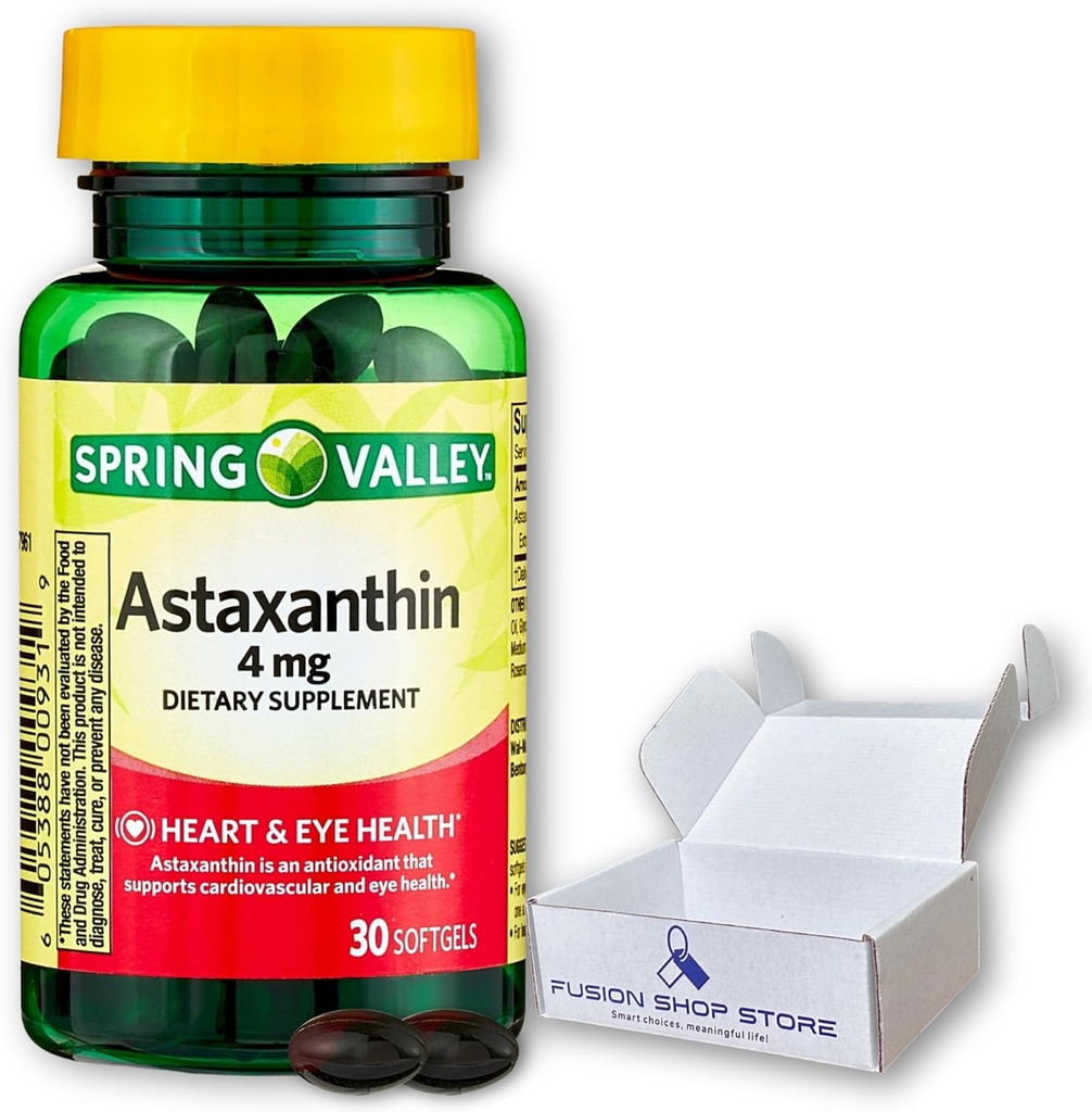 Astaxanthin 4 מ"ג - 30 Count (Pack of 1), Boxed by Fusion Shop