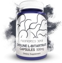 Choline L-Bitartrate קפסולות 500 מ"ג (180 הרוזן) | תוסף Choline | תמיכה פונקציונליות קוגניטיבית, ביצועים מנטליים והגשמה גופנית