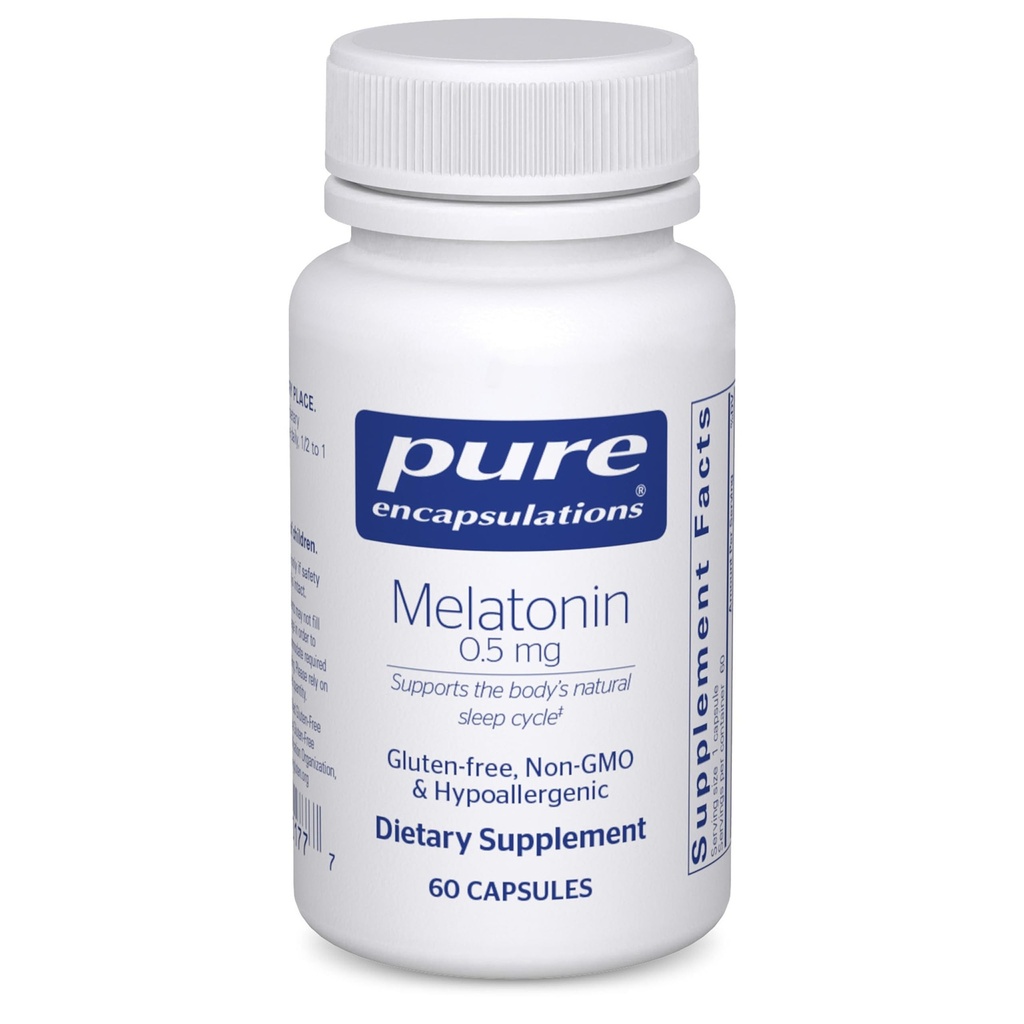 Encapsulations Melatonin 0.5 מ"ג - עוזר שינה טבעי עבור Bedtime - Regulates Sleep-Wake Cycle - 0.5 מ"ג מלטונין - טבעוני ולא GMO - 60 קפסולות