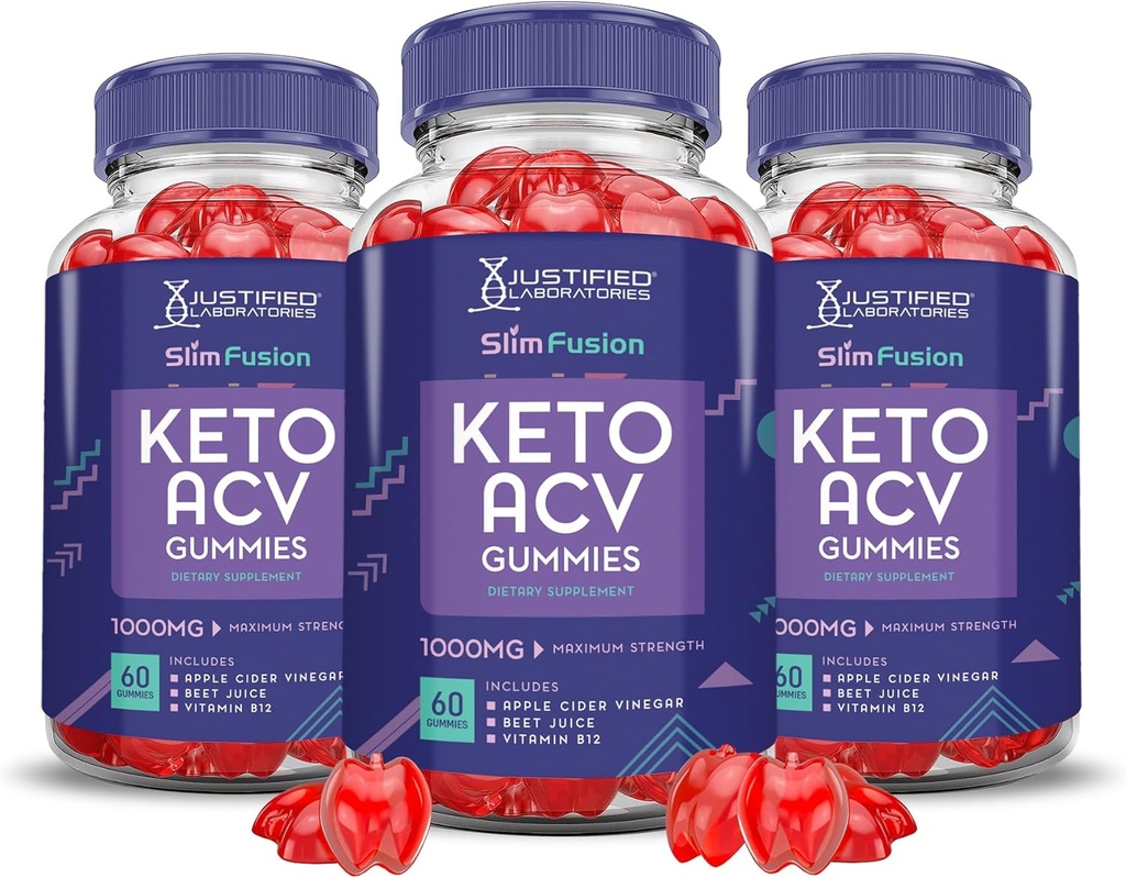 (3 Pack) Slim Fusion Keto ACV Gummies מתקדם 1000MG Slimfusion Ketomies פורמולה Apple Cider Vinegar פורמולה עם אבקת מיץ Pomegranate B12 טבעוני non GMO 180 מסטיק