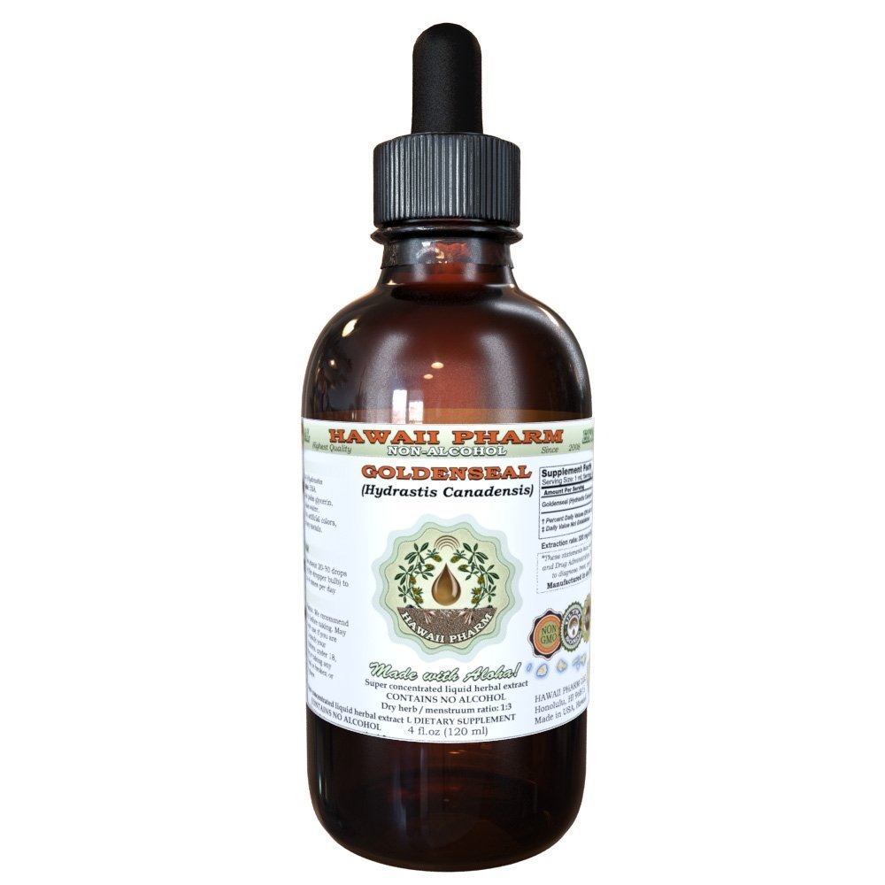 Goldenseal Alcohol-Free Extraction, אורגני Goldenseal (Hydrastis Canadensis) Dried Leaf Glycerite הוואי Pharm טבעי צמחייה 2 oz