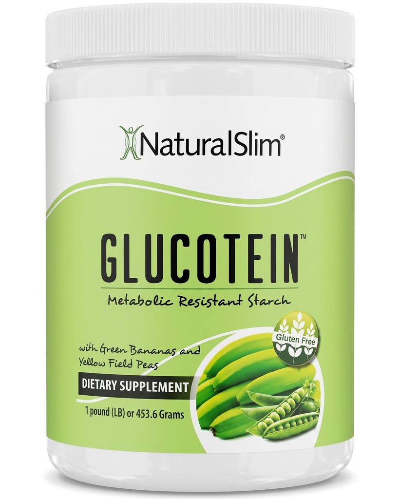 NaturalSlim Prebiotic Resistant Starch Supplement with Green Banana Flour Organic & Pea Starch Blend Glucotein Powder - Non-GMO & Gluten Free - 16 Servings