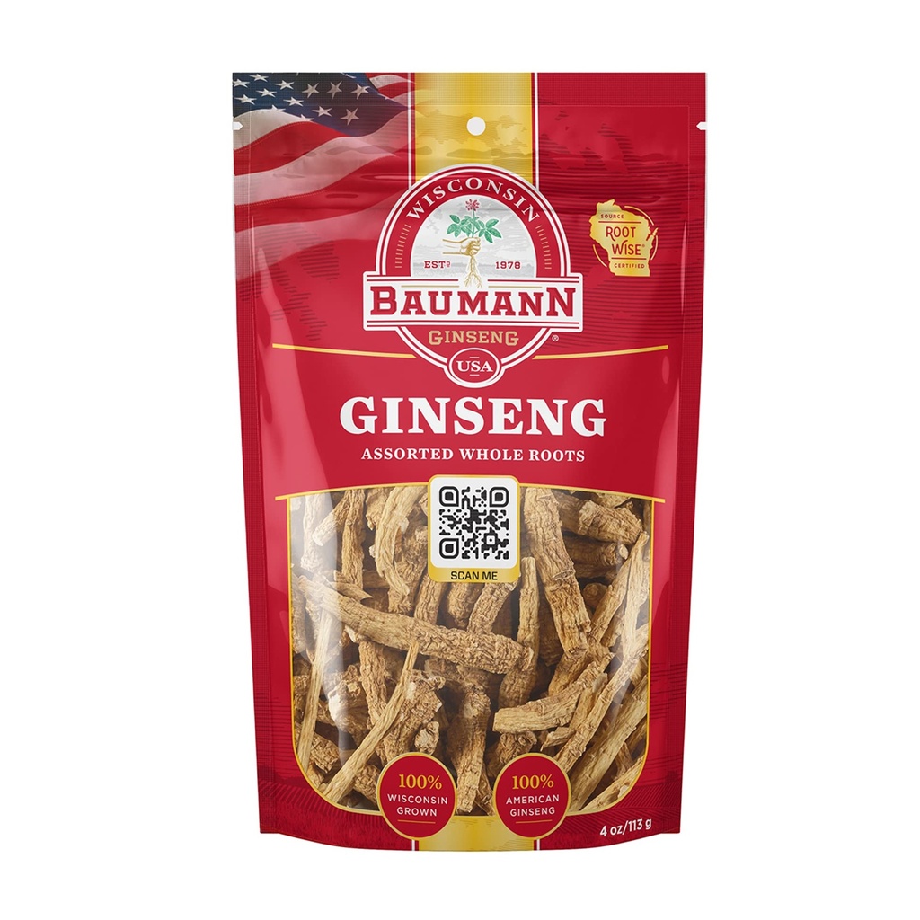 באומן ויסקונסין ג'ינסנג השלד שורשים 4 oz - 100% טבעי Panax גיינסנג Herb, Pure Dried American גינזנג עבור אנרגיה מוגברת