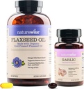 NatureWise Organic Flaxseed Oil Max 720 מ"ג ALA | שמן תפוחי אדמה גבוה אומגה 3 Garlic Odorless Softgels 1500 מ"ג תמיכה בשיניים & Immune System Health