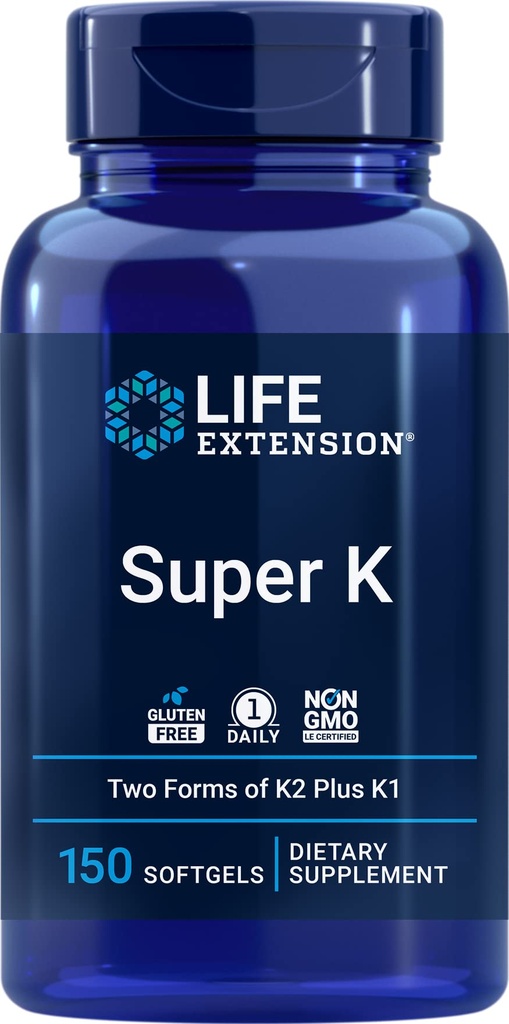 Life Extension Super K, 150 Softgels, עם ויטמין K1 ו-K2 - MK4 & MK7