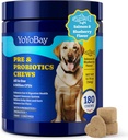 פרוביוטיקה לכלבים - כלב פרוביוטיקה עבור Gut, Immune & Skin Health - 6 מיליארד CFUs, 180 צ'יפס רך, Salmon & Blueberry Flavor - עם Prebiotics & Enzymes