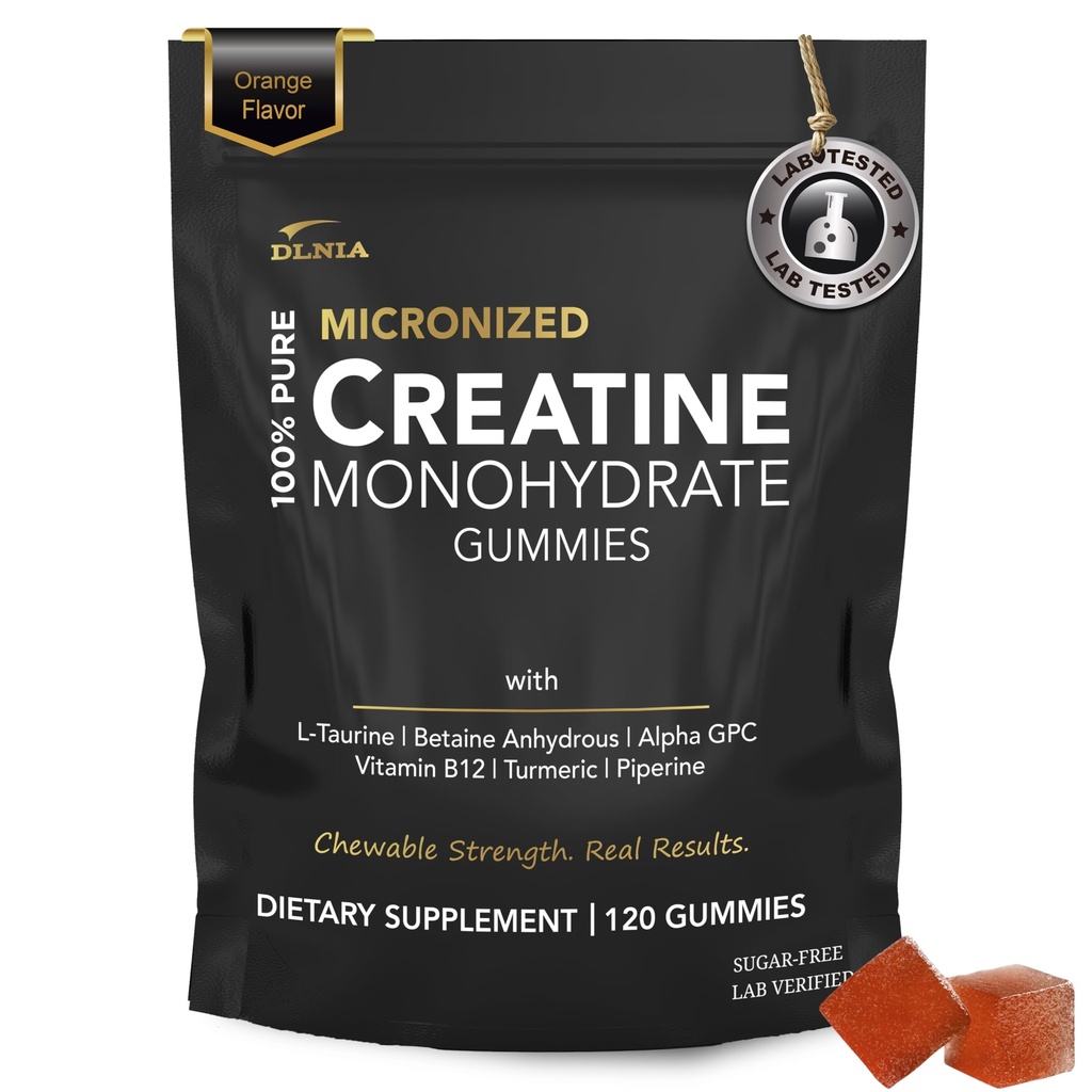 Creatine Monohydrate חניכיים עבור גברים ונשים - סוכר חינם & טבעוני מתקדם פורמולה W / L-Taurine + ויטמין B12 - עבור שריר כוח, שרירנים בונה, התאוששות, אנרגיה Boost, תוספת טרום עבודה
