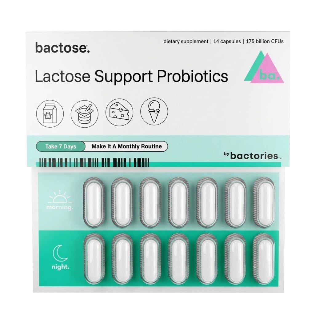 Probiotic Lactose Pills for Long Term הקלה - תהנו שוב חלב - תוסף Lactose Intolerance - הפקה Lactase Enzymes in the Gut - באופן טבעי לשבור את לקטוז (Take for 7 ימים - חזור חודשי)
