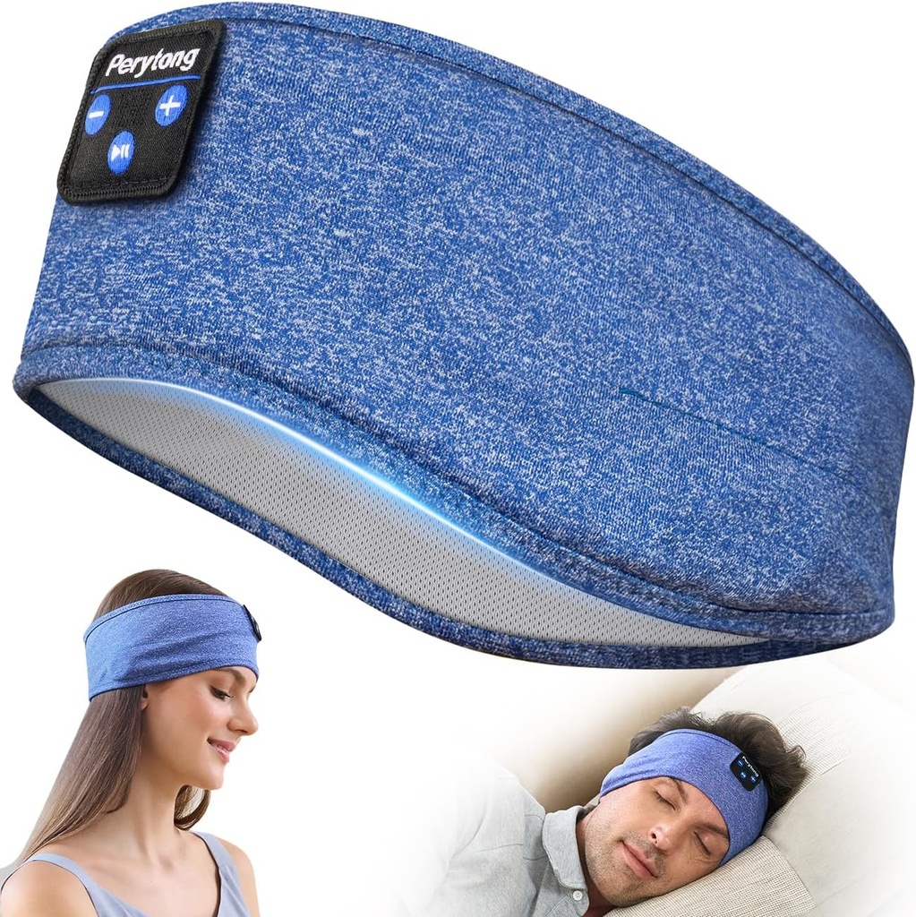 Perytong Bluetooth Headband אוזניות, Sleep Headphones Bluetooth for Side Sleepers - Sleep Headband with Thin Speaker Microphone Handfree Ideas for Women Men