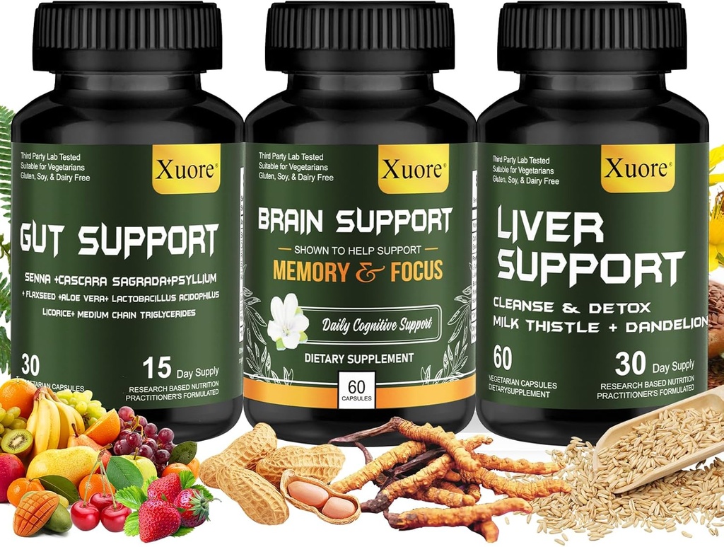 Liver Renew Cleanse Detox, תיקון ותמיכה, Gut ותמיכה קולונית - Advanced Gut ניקויse Detox, Brain Nootropic Brain Supplement for Men & Women ,All in one suppment.