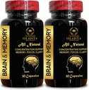 תמיכה ב- Brain Memory Support - Neuro Enhancement Support, Memory Health Brain Supplement, Cognitive Support, Supports Brain Health, Health Mind Booster - 2 בקבוקי 60 קפסולות