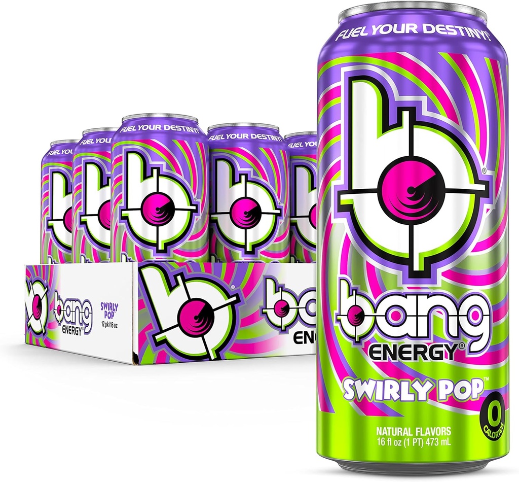 Bang Energy Swirly Pop, Sugar-Free, Energy Drink, 16 אוונס