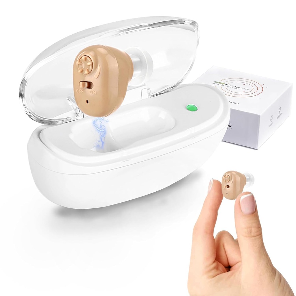 שמיעה Amplifier Aid, Rechargeable Hearing Aid for Adults & Adults with Volume Control, Noise Canceling amplifier, Single Side Use