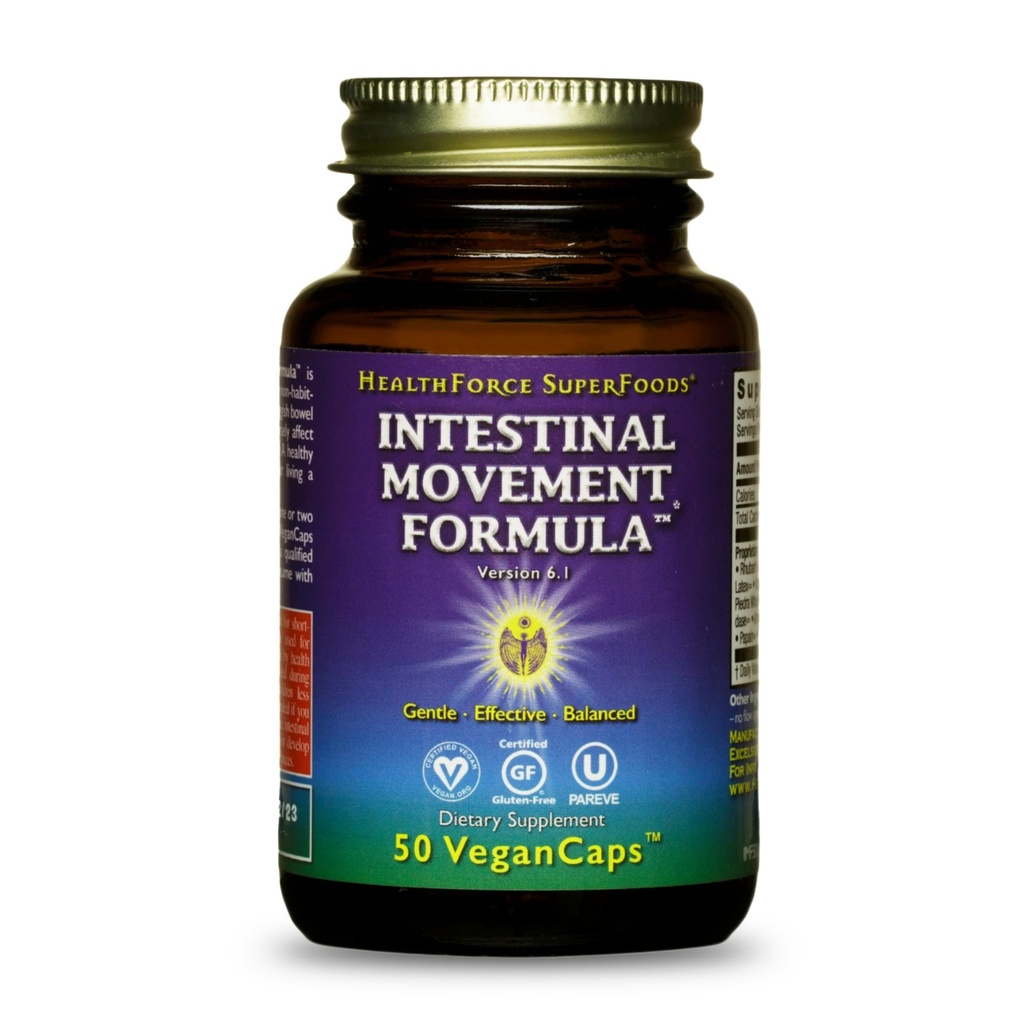 HeALTHFORCE SUPERFOODS Intestinal תנועה פורמולה - תמיכה טבעית לקסטיבית באזל - תוסף All-Natural Digest לתמיכה ב- Constipation - Gluten-Free & Vegan - 50 Caps