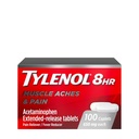 Tylenol 8 Hour Acetaminophen 650 מ"ג קפסולות שחרור מורחבות, Fast Acting Bi-Layer עיצוב, Quick & Long Lasting Pain הקלה עבור שריר, משותף, Back & Arthritis Aches, Fever צמצם, 100 הרוזן
