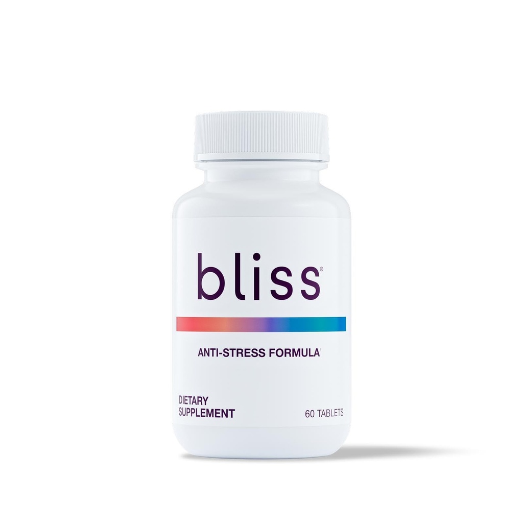 Bliss Herbal Stress Support - טבליות אדוגניות עם אשוגנדה, Rhodiola & L-theanine - מקדם Calm, Mood Balance & Mental Clarity - טבעוני & Gluten-Free - 60 טבליות
