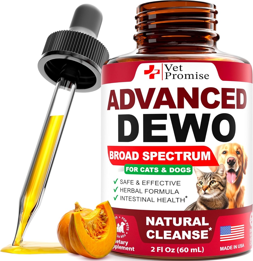 Natural Cat & Dog Intestinal Defense - Herbal Broad Spectrum Cleanser - Helps Remove Parasites & Toxins - תוספי מזון נוזלי עבור Puppies & Kittens - UTI Support - Made in USA