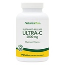 NaturesPlus Ultra-C 2000 מ"ג - 90 טבליות, Pack of 2 - ויטמין C עם Rose HIPS - Immune & Antioxidant Support - Vegetarian, Gluten Free - 180 משרתות