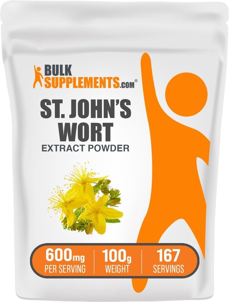 BulkSupplements.com St. John's Wort Extract - St. Johns Wort Supplement, Herbal Supplement for Mood - Vegan & Gluten Free, 600 מ"ג לשרת, 100g (3.5 oz) (Pack of 1)