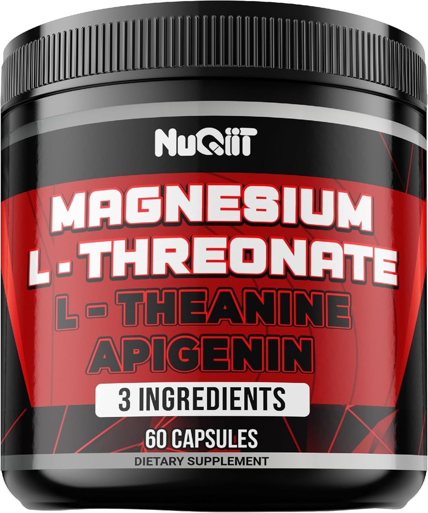 מגנזיום L-Threonate, L-theanine, Apigenin תוסף - 60 קפסולות - יתרונות מדכאים עבור ריכוז, בריאות המוח והמוח הנוח - 10% Elemental Magnesium