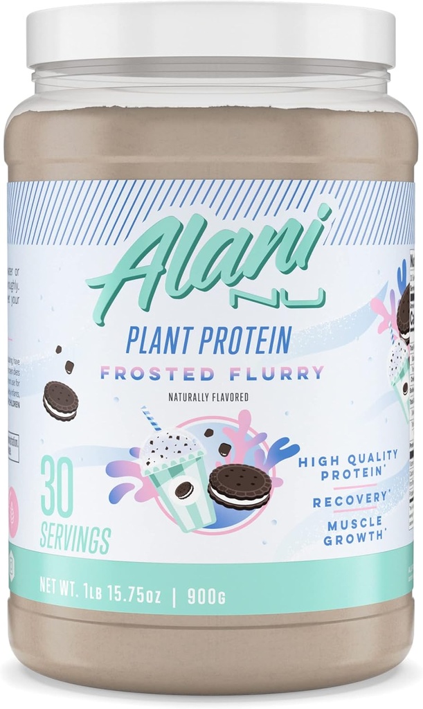 Alani Nu Plant-מבוסס אבקת חלבון Frosted Flurry | 17 גרם חלבון טבעוני | אבקת החלפת Meal | No Sugar הוסיף | שומן נמוך, פחמימות נמוכות, חלב חינם, פי חלבון Isolate בלנדר | 30 משרתים