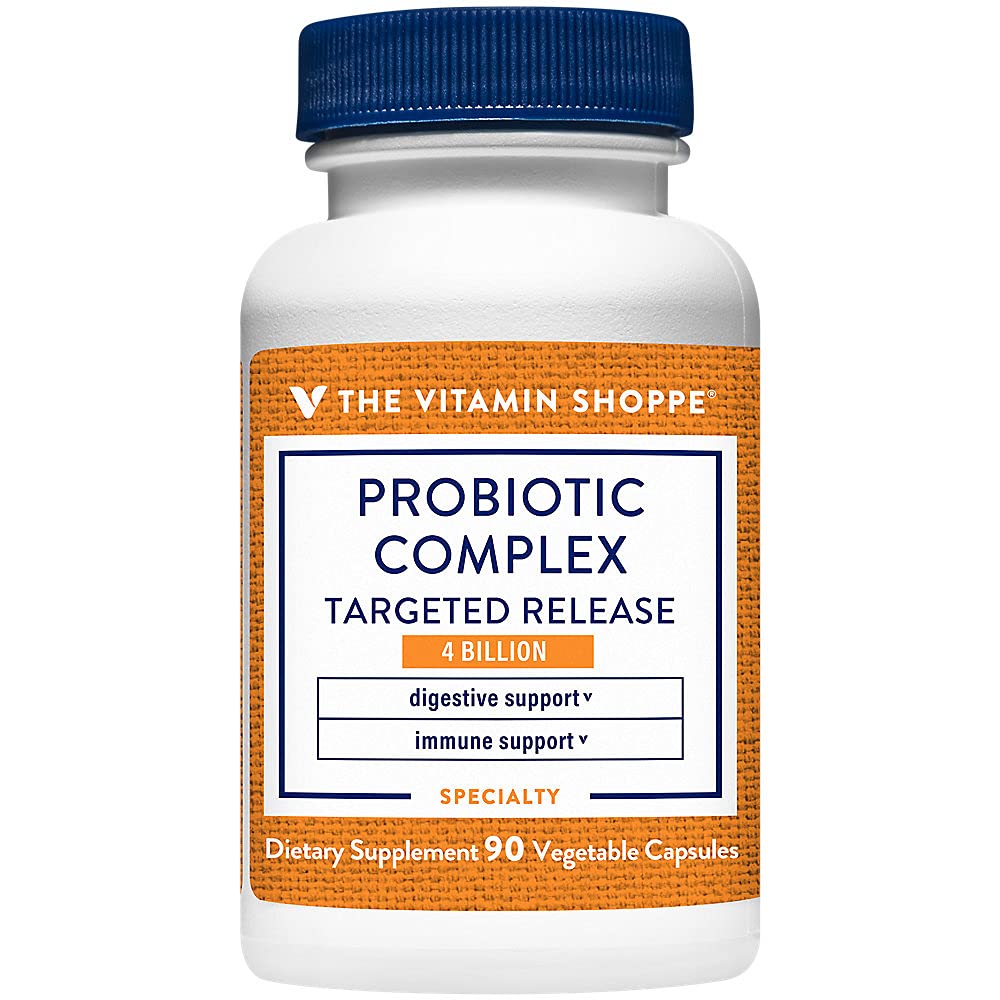 הוויטמין Shoppe Probiotic Complex 4 מיליארד CFUs- Targeted Release Veggie Caps - תומך Intestinal Health & Digestion עם איזון של Probiotic Strains (90 קפסולות ירקות)