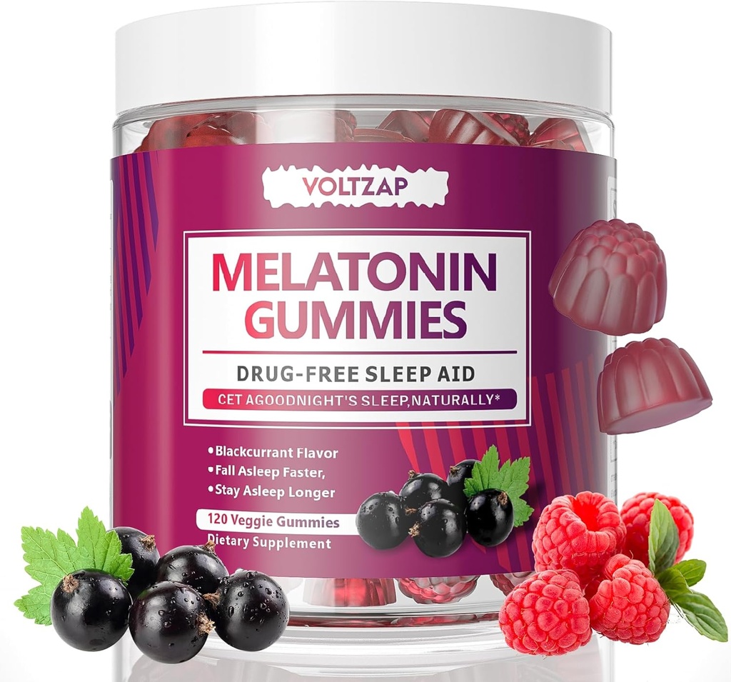 Melatonin Gummies: Sleep Supplements for Men and Women, 60 חניכיים, Natural Sleep Aid, חניכיים עם 10 מ"ג של Melatonin Per Gummy תוספת, Blackcurrant Flavoror
