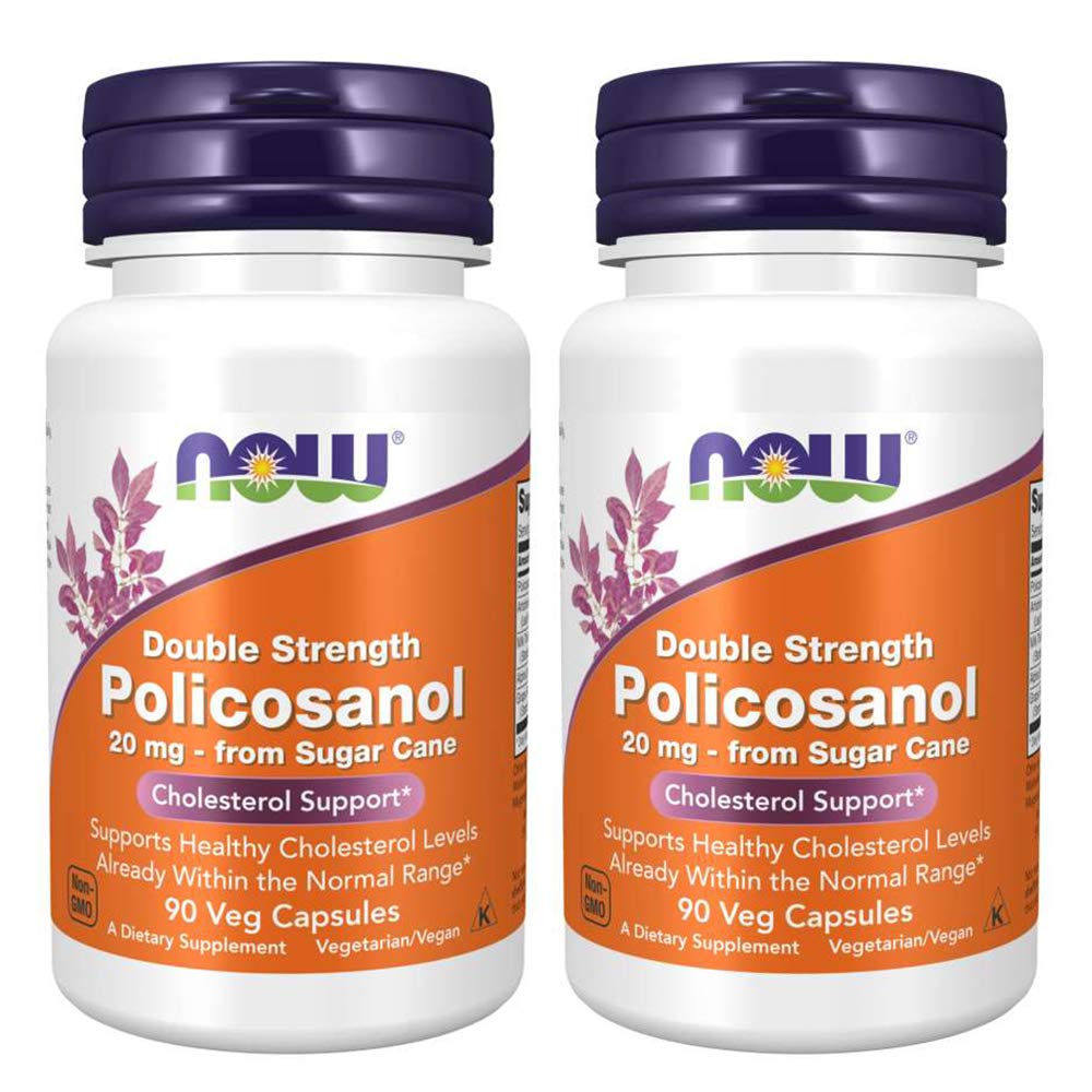 Now Foods Policosanol Double Strength, 90 קפסולת ירקות (Pack of 2)