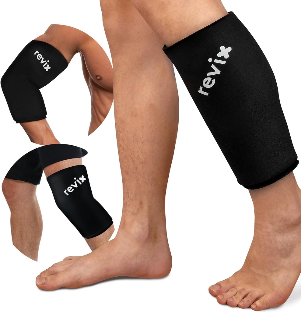 REVIX XL Shin Splints Ice Collection, Calf Ice Packs for Injuries Reusable, Knee, Arm & Elbow, Lower Leg Compression Op Cold Pack Relieves עצם נזק וריצה התאוששות, 360 מעלות כיסוי כיסוי כיסוי, 360 מעלות צלזיוס