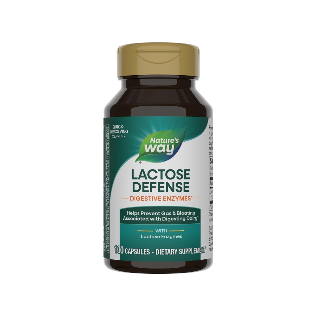 Nature's Way Lactose Defense, Digestive Enzymes*, תומך The Digestion of Milk*, 690 מ"ג לקטאז ל- 3Capsule, 100 קפסולות (Packaging May Vary)