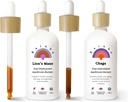 Rainbo Mushroom Bundle, Lion's Mane Mushroom לחלץ + Chaga Mushroom Tincture, הפקה כפולה יומי Mushroom Tinctures עבור תמיכה מקיפה Immune, טבעוני נוזל Mushroom תוספי מזון