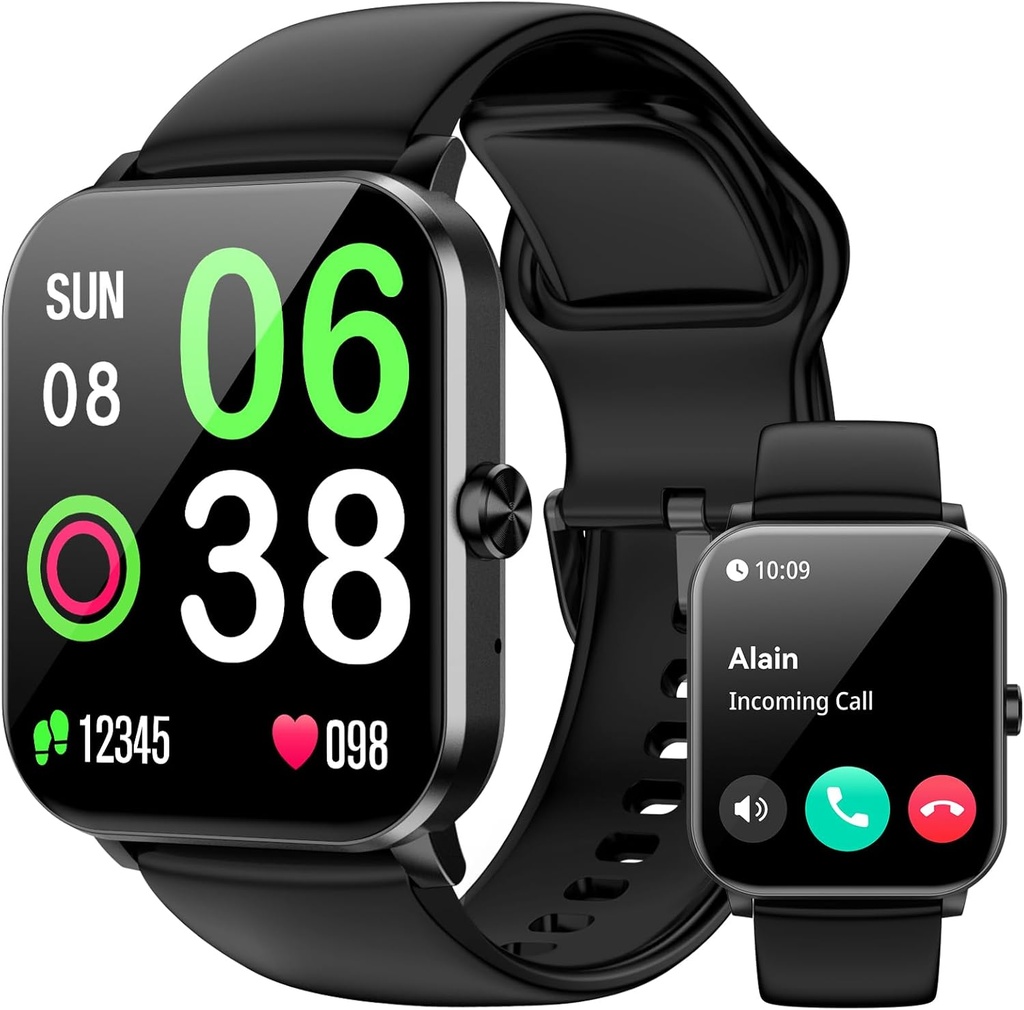 Smart Watch, Smartwatches for Men, 1.85" HD Fitness Tracker (Answer/Make Calls), 120+ מצבי ספורט, Heart Rate/Sleep Monitor, IP68 Waterified Fitness Watch, Smartwatch for Android iOS