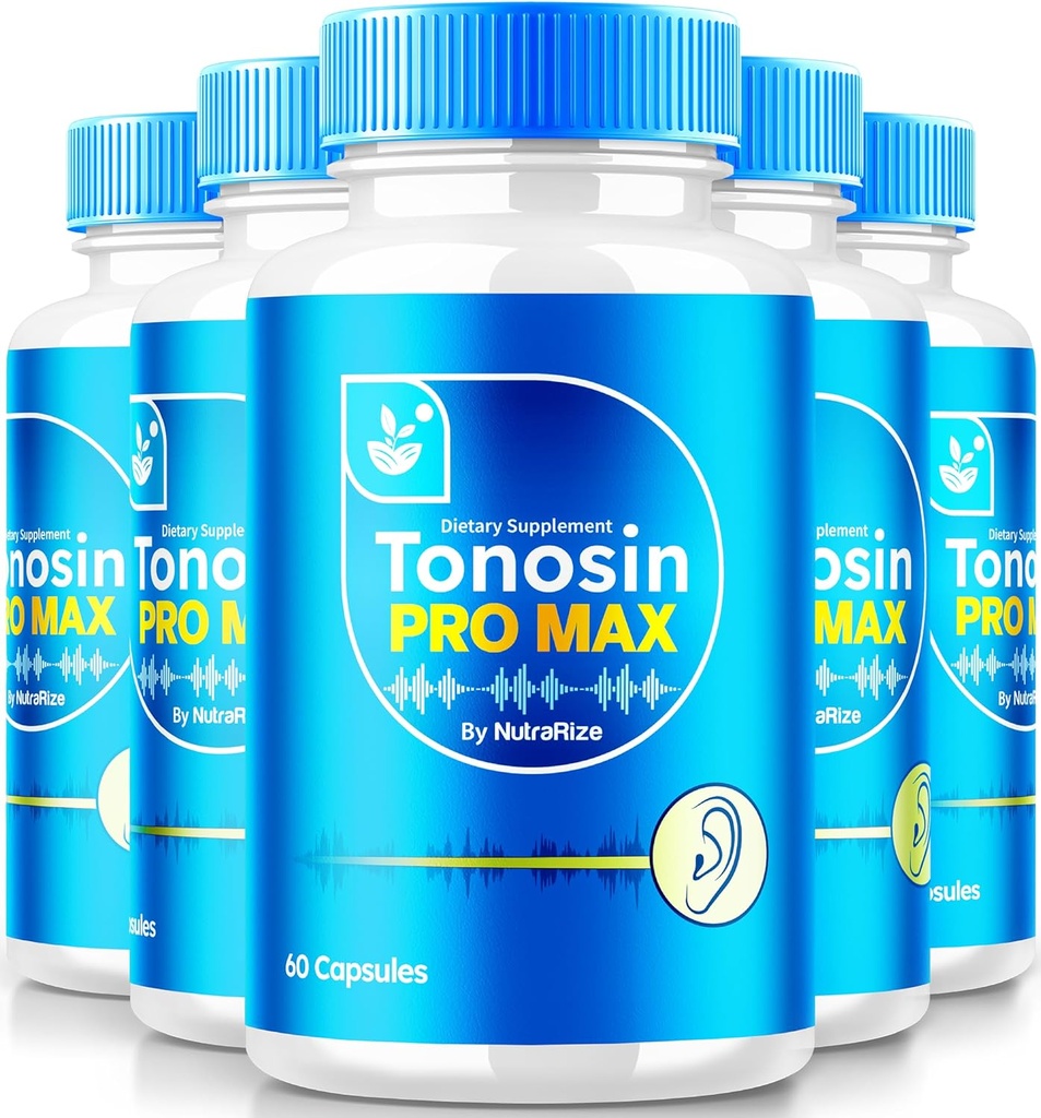 NutraRize (5 Pack) Tonosin Pro Max קפסולות, פורמולה בריאות האוזן הרשמית, All-Natural תוסף לקידום בריאות האוזן הפנימית, Premium Hearing Support, TonosinProMax Reviews (300 קפסולות)