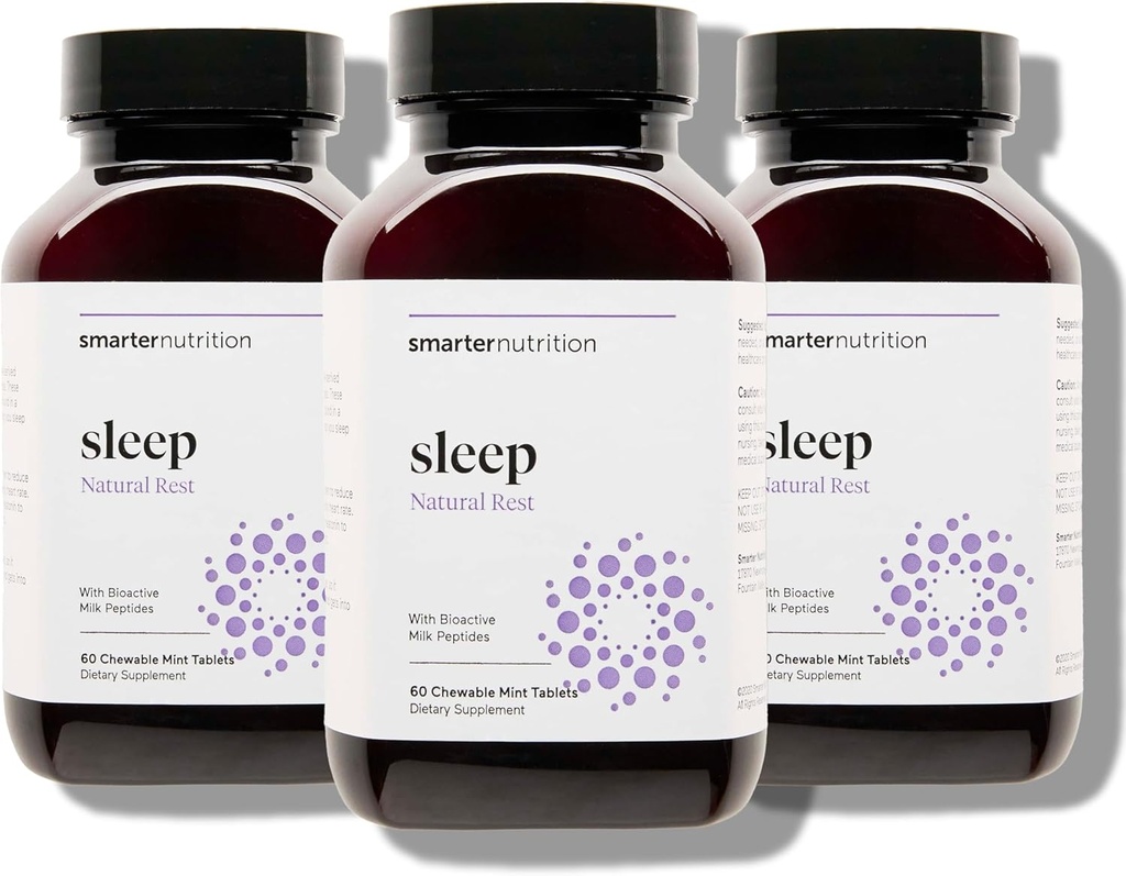 Smarter Nutrition Smarter Sleep Melatonin Dissolvable Tablets 4.5 מ"ג + Natural Clinically Proven Lactium® for Sleep & Stress Support - Mint Flavor Melatonin - Non-GMO- Count[90-Day Supply]